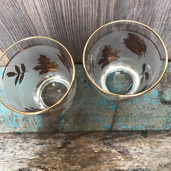 Gold Leaf Glasses (2) MCM - Picture 4 of 8